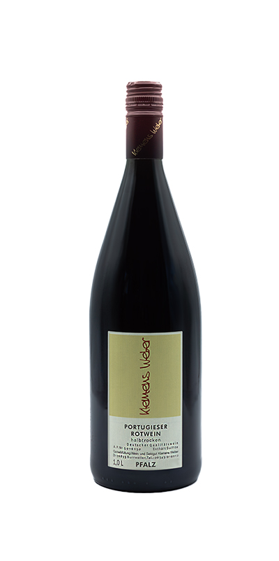 Produktbild von: <br>1 — 2023er Portugieser Rotwein<br>Qualitätswein halbtrocken<br>Pfalz 1,0 l<br>